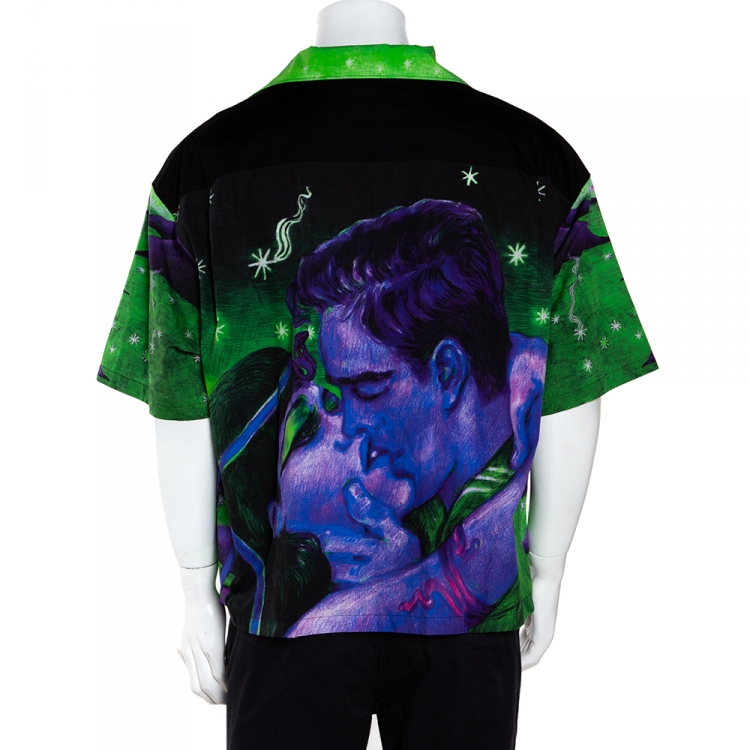 Pre Owned Prada Multicolor Impossible True Love Print Cotton Bowling Shirt M