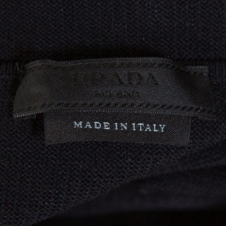 Pre Owned Prada Black Rib Knit Linea Rossa Logo Turtle Neck Sweater M