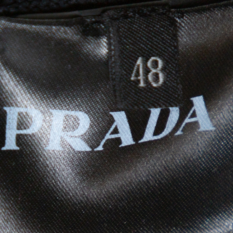 Pre Owned Prada Black Rib Knit Linea Rossa Logo Turtle Neck Sweater M