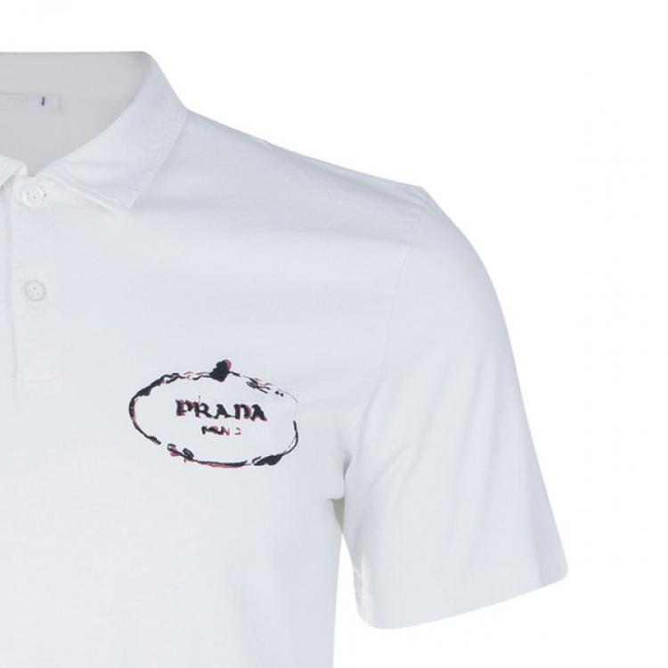 Pre Owned Prada Men's White Polo Shirt XL