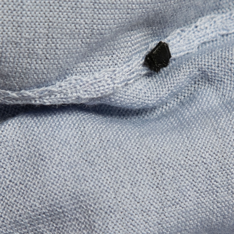 مملوكة مسبقًا Prada Blue Wool Knit Logo Embroidered Polo T-Shirt XXL