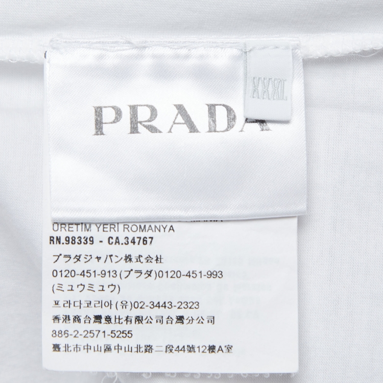 مملوكة مسبقًا Prada White Cotton Logo Pocket Detail Crew Neck Half Sleeve T-Shirt 3XL