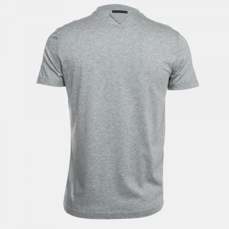 Pre Owned Prada Grey Cotton Crew Neck T-Shirt S