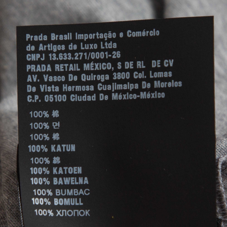 Pre Owned Prada Grey Cotton Crew Neck T-Shirt S