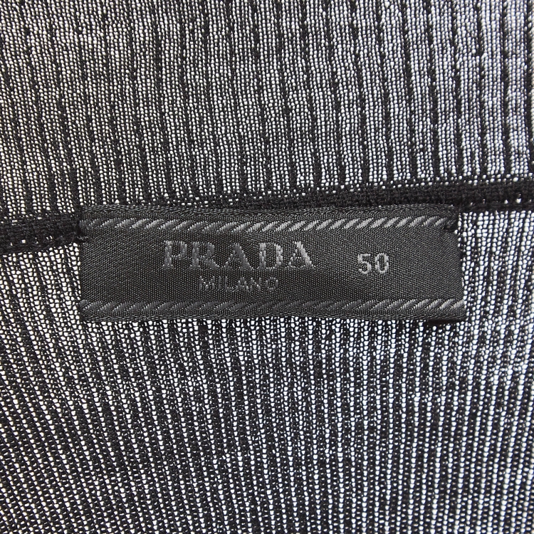 Pre Owned Prada Black Rib Knit Half Zip Jumper L