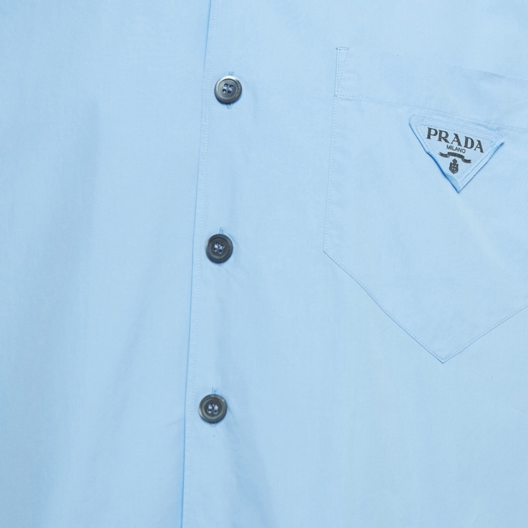 Pre Owned Prada Blue Cotton Short Sleeve Shirt L