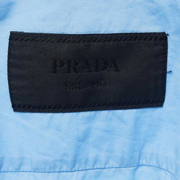 Pre Owned Prada Blue Cotton Short Sleeve Shirt L