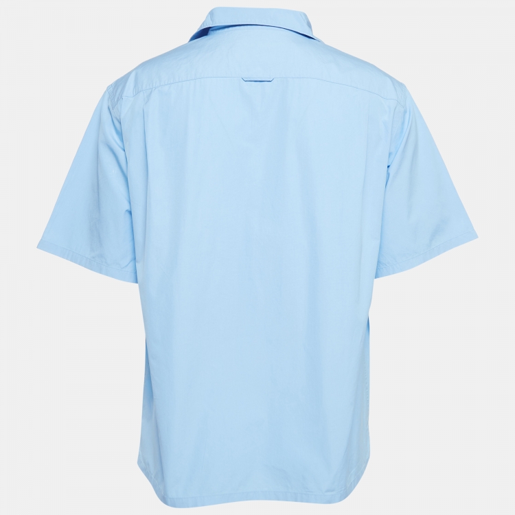 Pre Owned Prada Blue Cotton Short Sleeve Shirt L