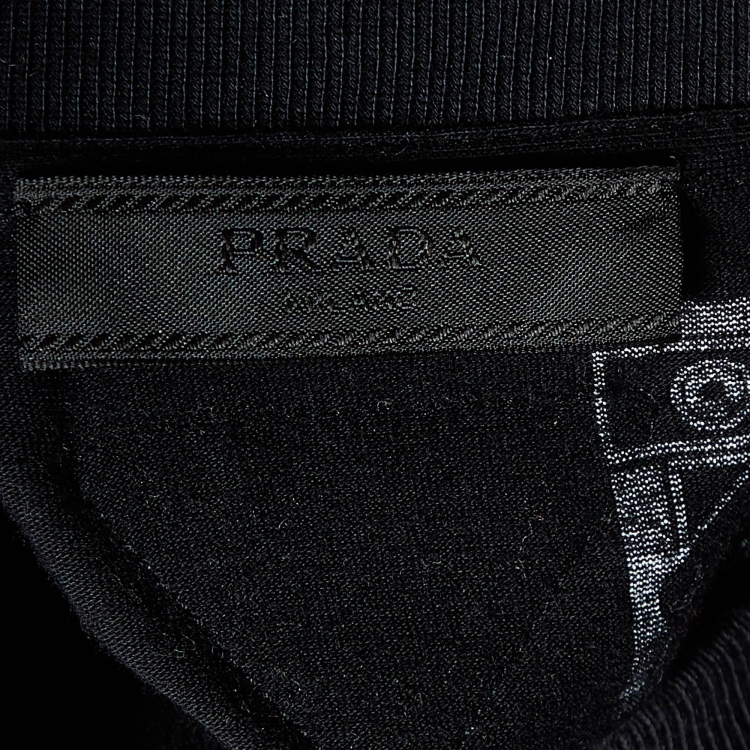 Pre Owned Prada Black Icons Print Cotton Crew Neck T-Shirt M