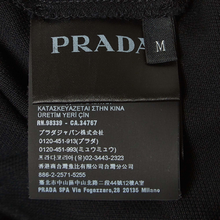 Pre Owned Prada Black Cotton Pique Polo T-Shirt M