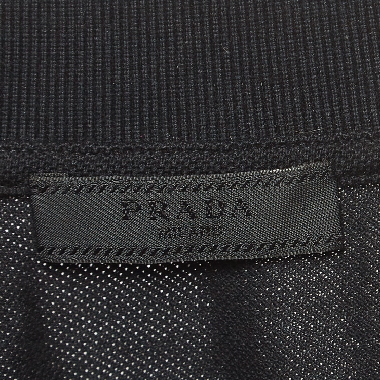 Pre Owned Prada Black Cotton Pique Polo T-Shirt M