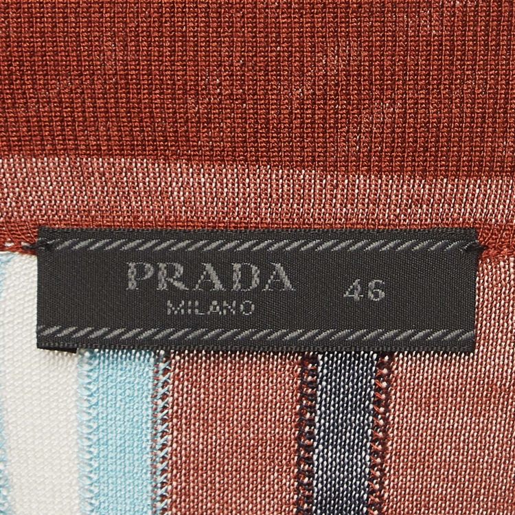 Pre Owned Prada Multicolor Striped Silk Knit Polo T-Shirt S