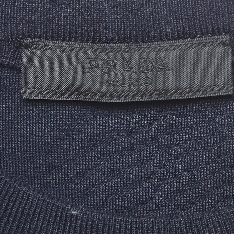 Pre Owned Prada Navy Blue Logo Embossed Cotton Oversized T-Shirt S