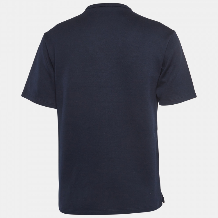 Pre Owned Prada Navy Blue Logo Embossed Cotton Oversized T-Shirt S