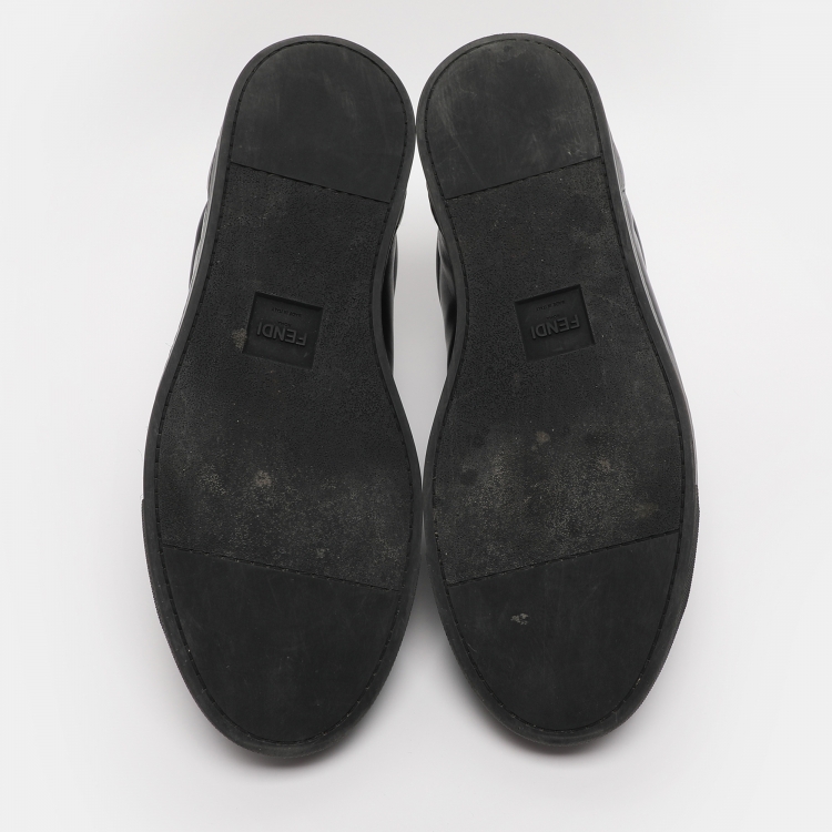مملوكة مسبقًا Fendi Black Leather Low Top Sneakers Size 44