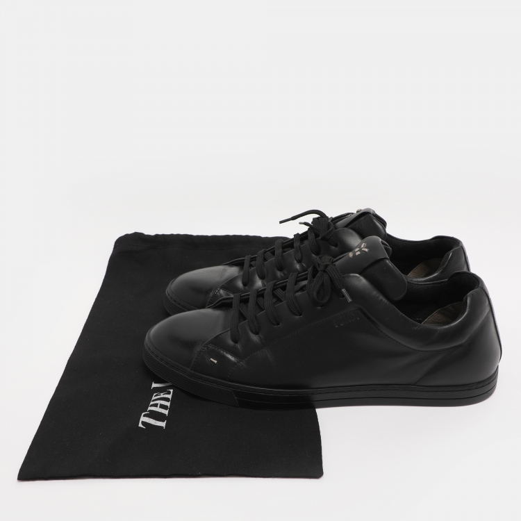 مملوكة مسبقًا Fendi Black Leather Low Top Sneakers Size 44