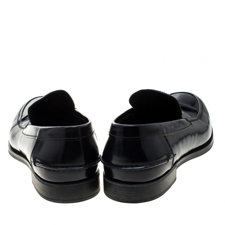 Pre Owned Prada Blue Leather Loafers Size 43.5