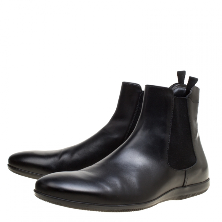 Pre Owned Prada Black Leather Chelsea Boots Size 44