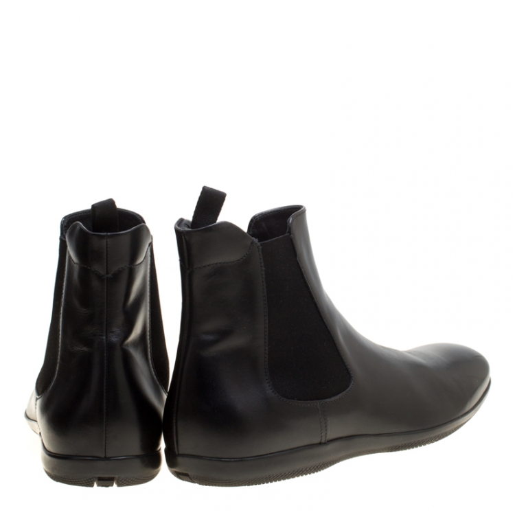 Pre Owned Prada Black Leather Chelsea Boots Size 44