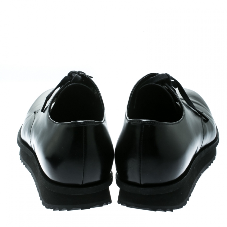 Pre Owned Prada Black Leather Derby Sneakers Size 42