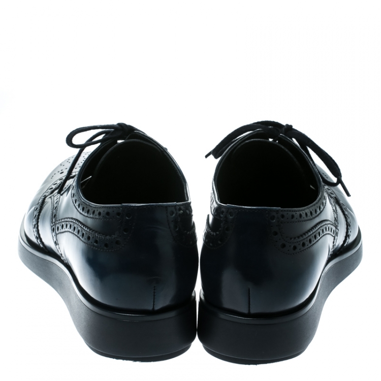 Pre Owned Prada Blue Leather Brogue Derby Sneakers Size 42.5
