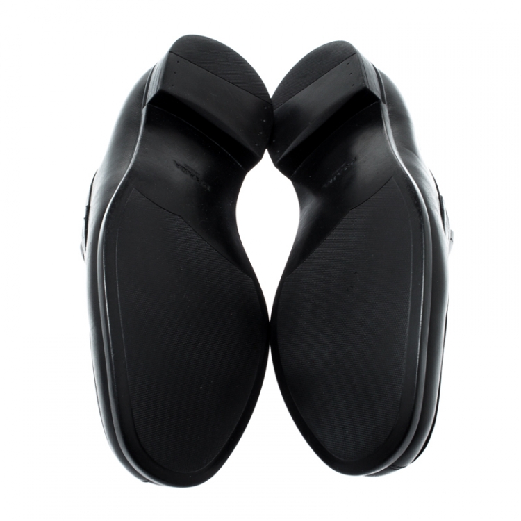 Pre Owned Prada Black Leather Penny Loafers Size 43