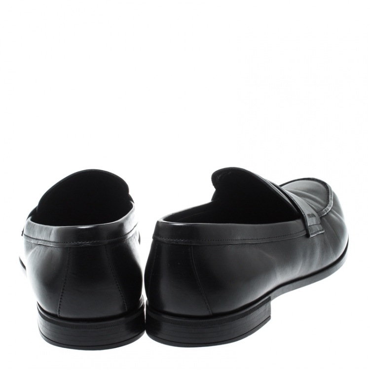 Pre Owned Prada Black Leather Penny Loafers Size 43