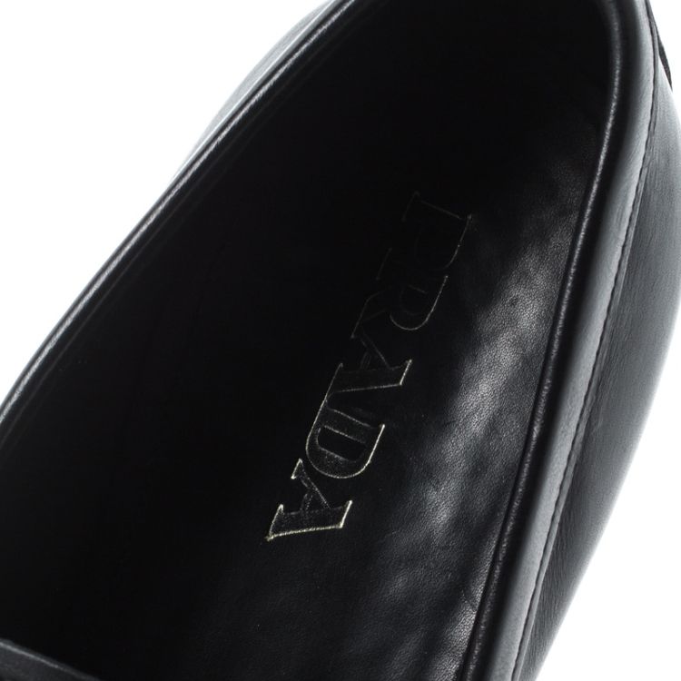 Pre Owned Prada Black Leather Penny Loafers Size 43