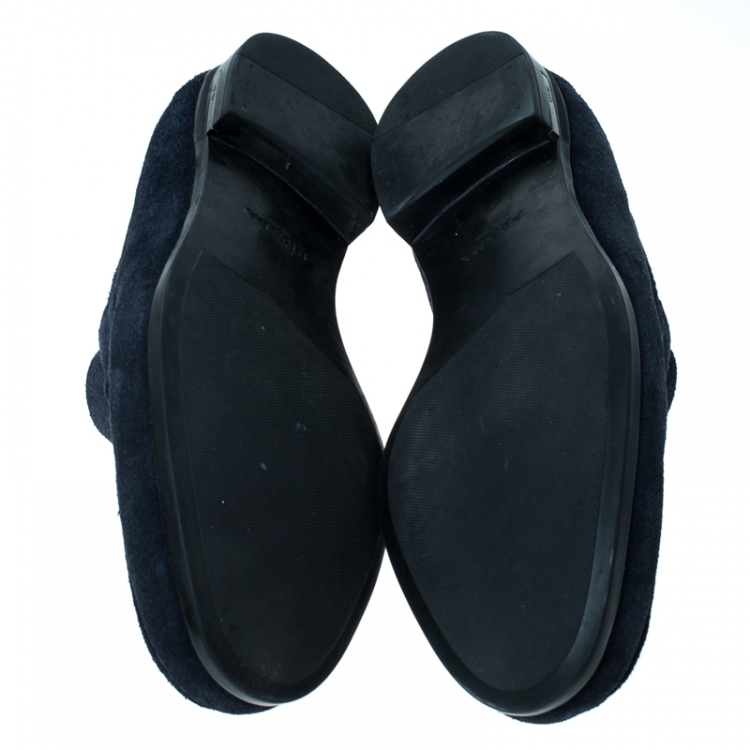 Pre Owned Prada Navy Blue Suede Loafers Size 40.5