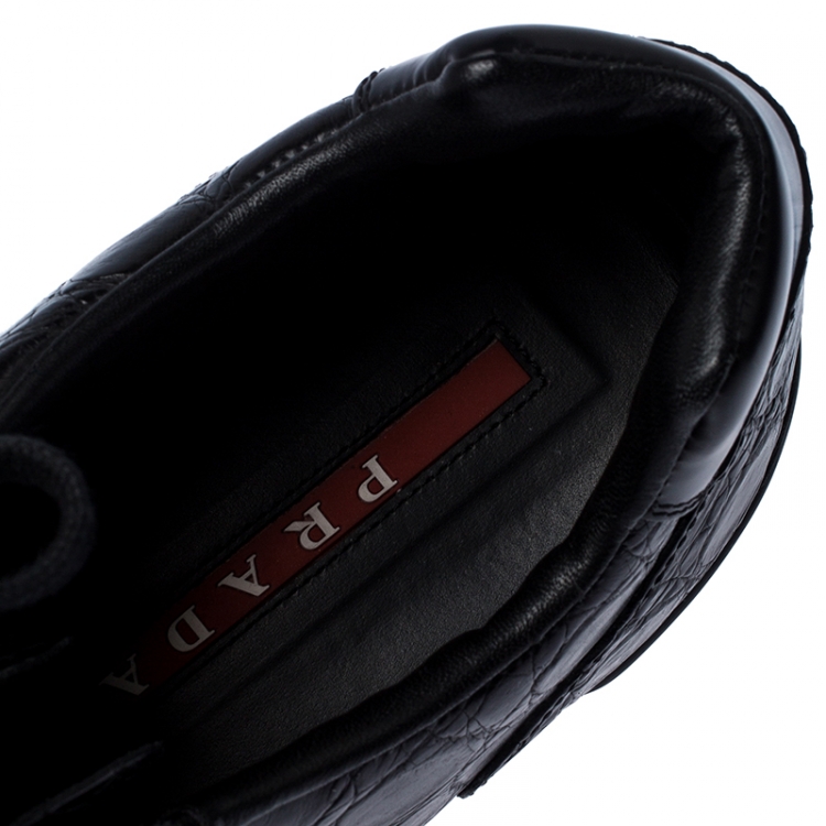 Pre Owned Prada Black Crocodile Leather Sneakers Size 43