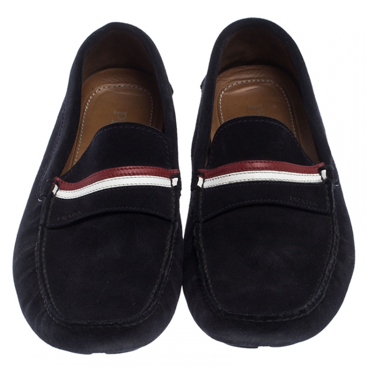 Pre Owned Prada Blue Suede Loafers Size 43