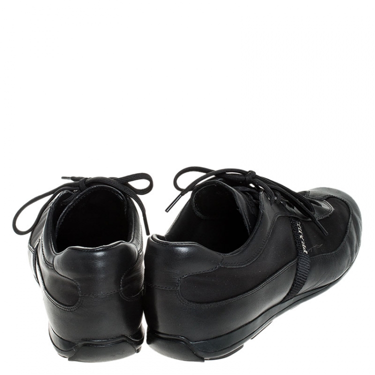 Pre Owned Prada Black Leather And Nylon Low Top Sneakers Size 41