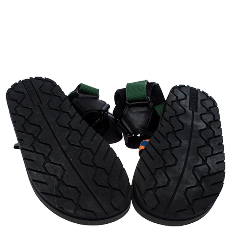 Pre Owned Prada Multicolor Nylon And Leather Azzurro Strap Sandals Size 41