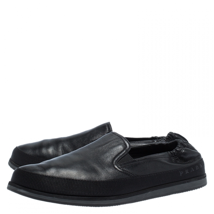 Pre Owned Prada Black Leather Scrunch Smoking Slippers Size 41