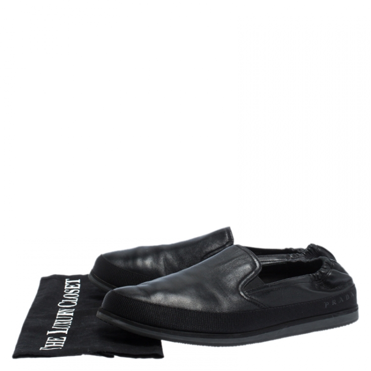 Pre Owned Prada Black Leather Scrunch Smoking Slippers Size 41