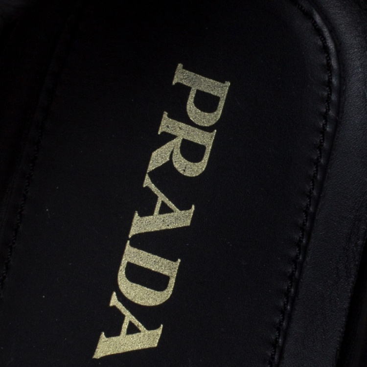 Pre Owned Prada Black Leather Slip On Loafers Size 44