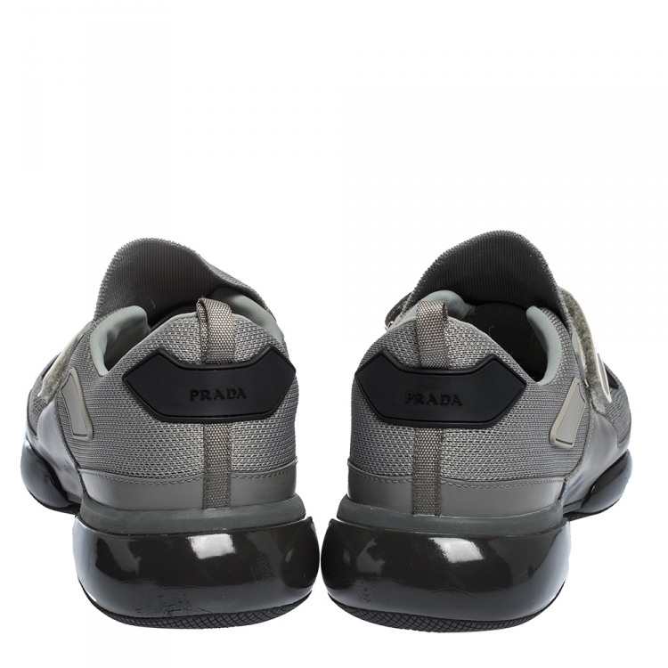 Pre Owned Prada Grey/Black Mesh and Leather Cloudbust Sneakers Size 41
