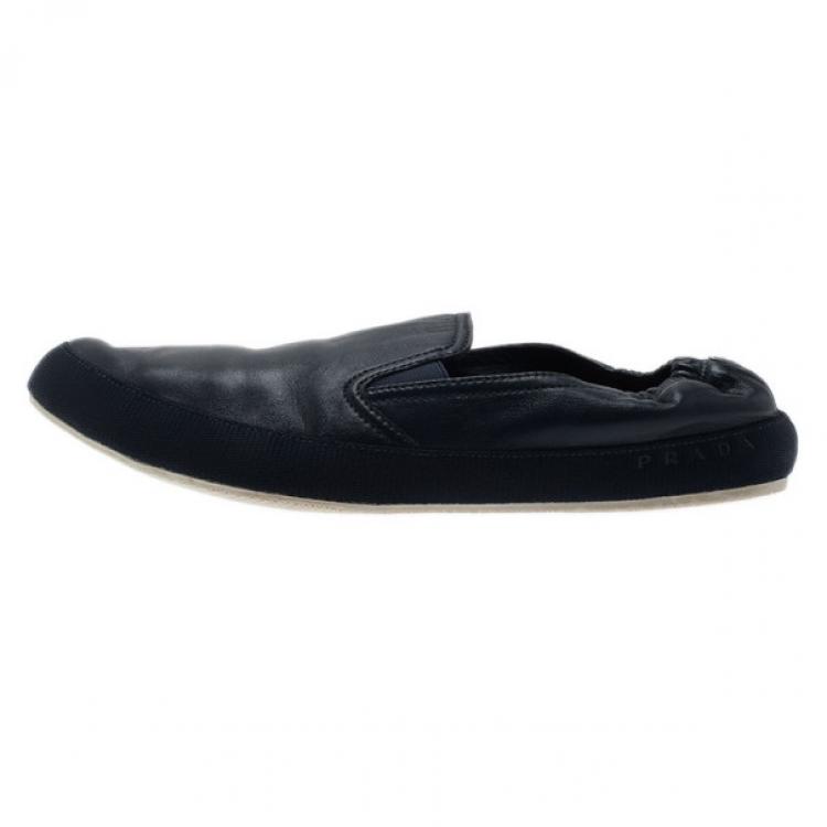 Pre Owned Prada Sport Navy Leather Loafers Size 43