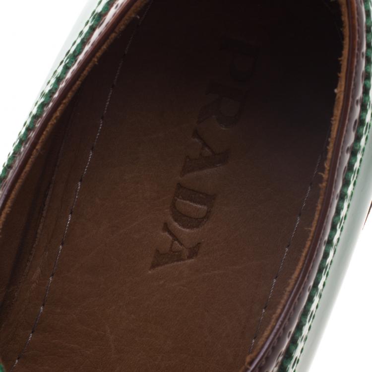 Pre Owned Prada Tri Color Brogue Leather Wingtip Derby Size 41