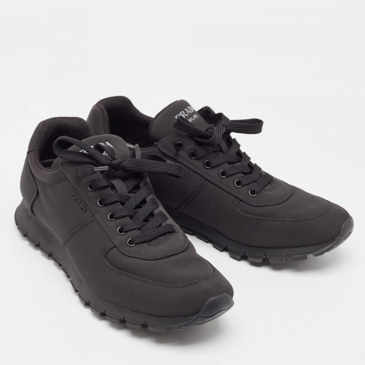 Pre Owned Prada Black Canvas Low Trainer Sneakers Size 45.5