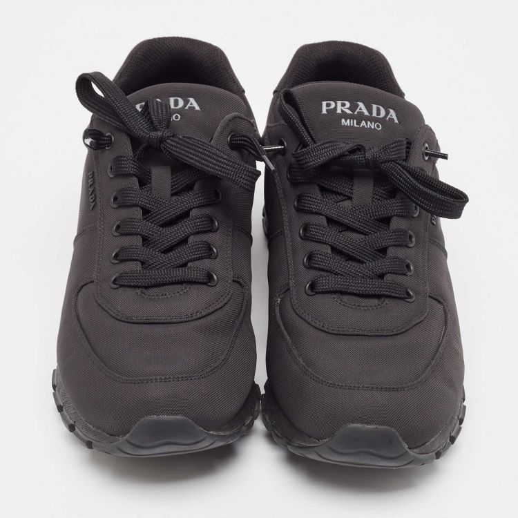 Pre Owned Prada Black Canvas Low Trainer Sneakers Size 45.5