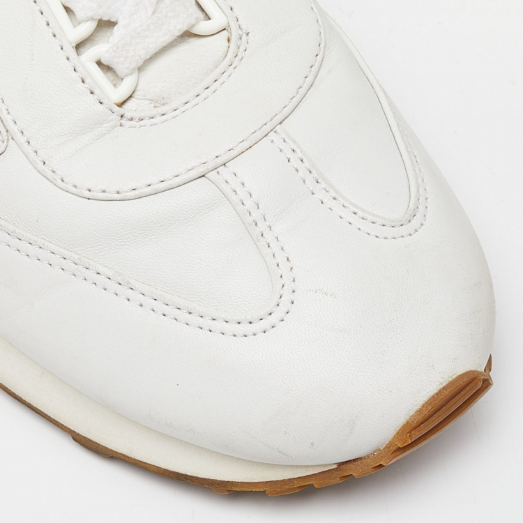 Pre Owned Prada White Leather Low Top Sneakers Size 42.5