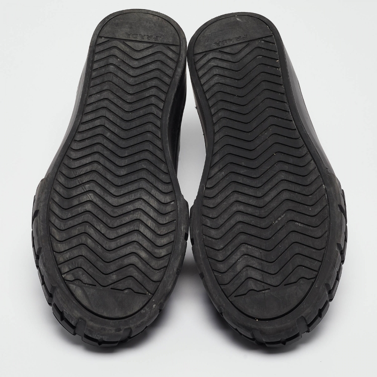 Pre Owned Prada Black Leather Low Top Sneakers Size 44