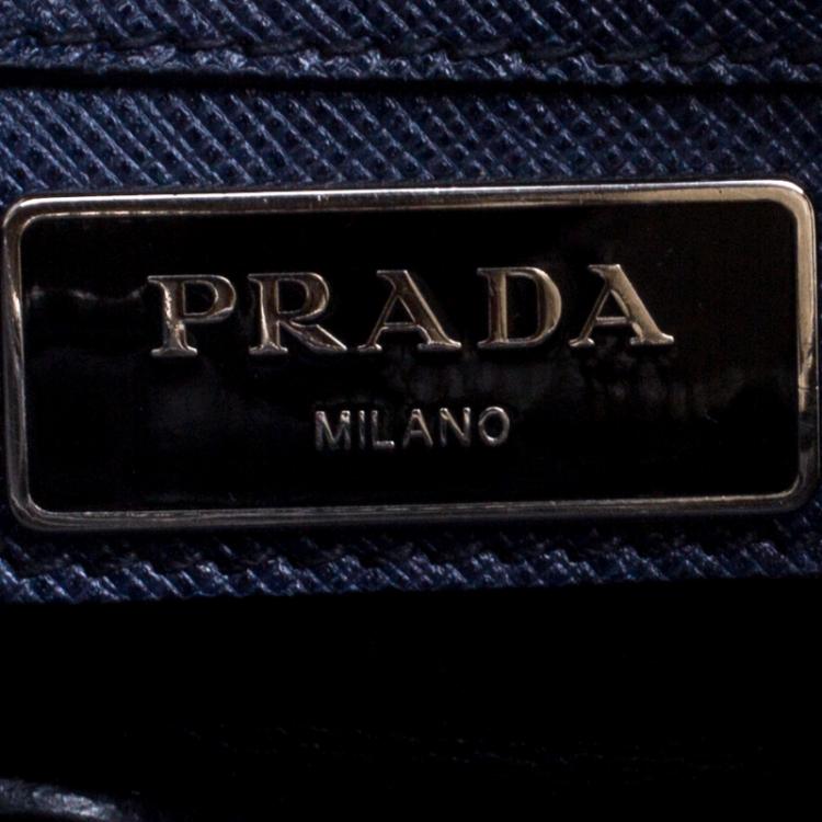 Pre Owned Prada Navy Blue Saffiano Leather Classic Laptop Bag