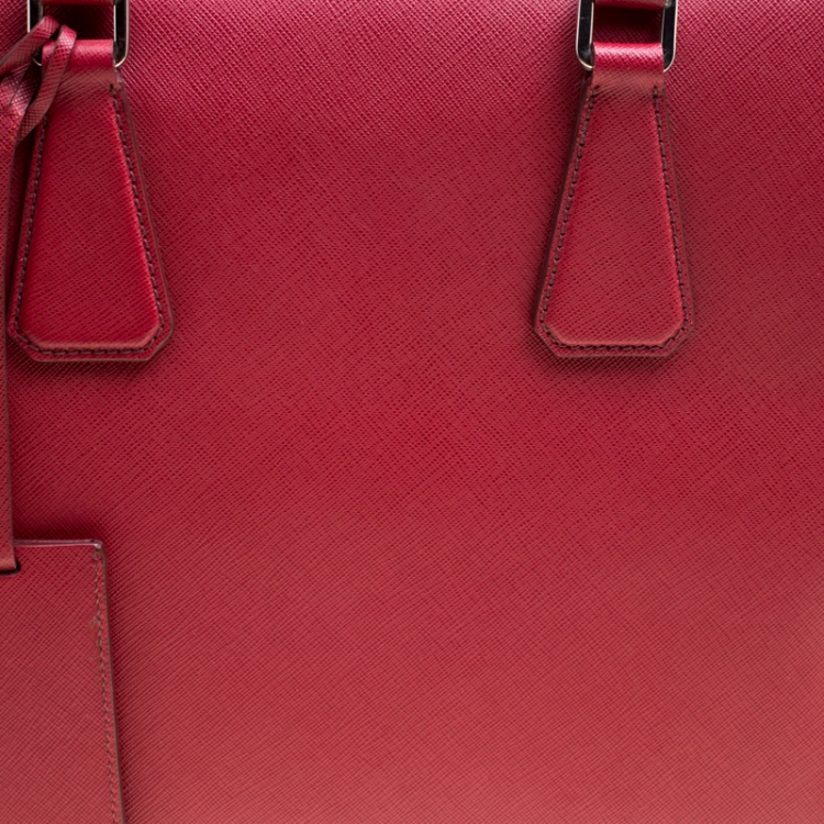 Pre Owned Prada Dark Red Saffiano Leather Travel Briefcase