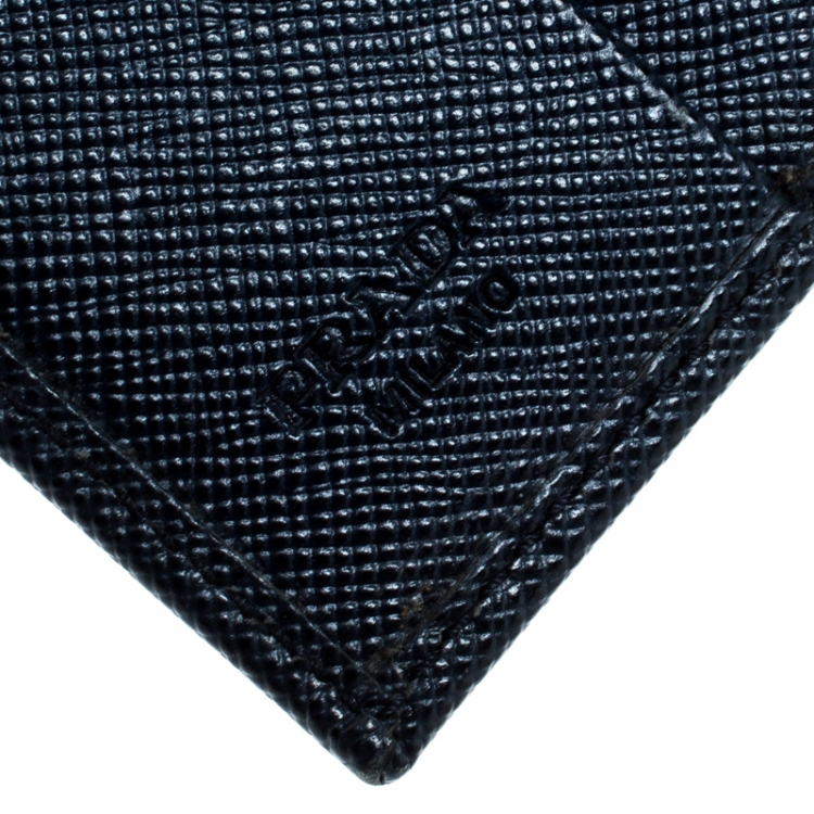 Pre Owned Prada Dark Blue Leather Passport Holder