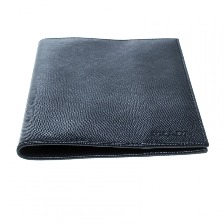 Pre Owned Prada Dark Blue Leather Passport Holder