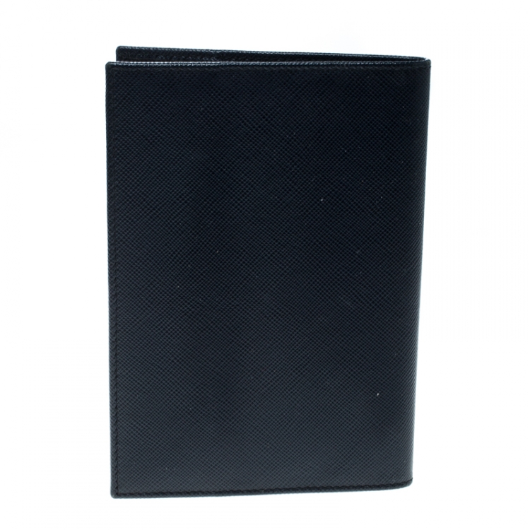 Pre Owned Prada Dark Blue Leather Passport Holder