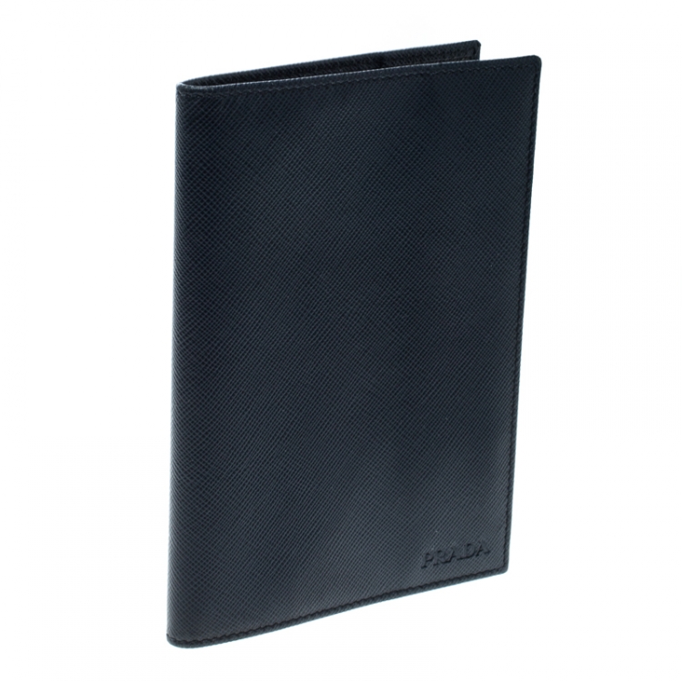 Pre Owned Prada Dark Blue Leather Passport Holder