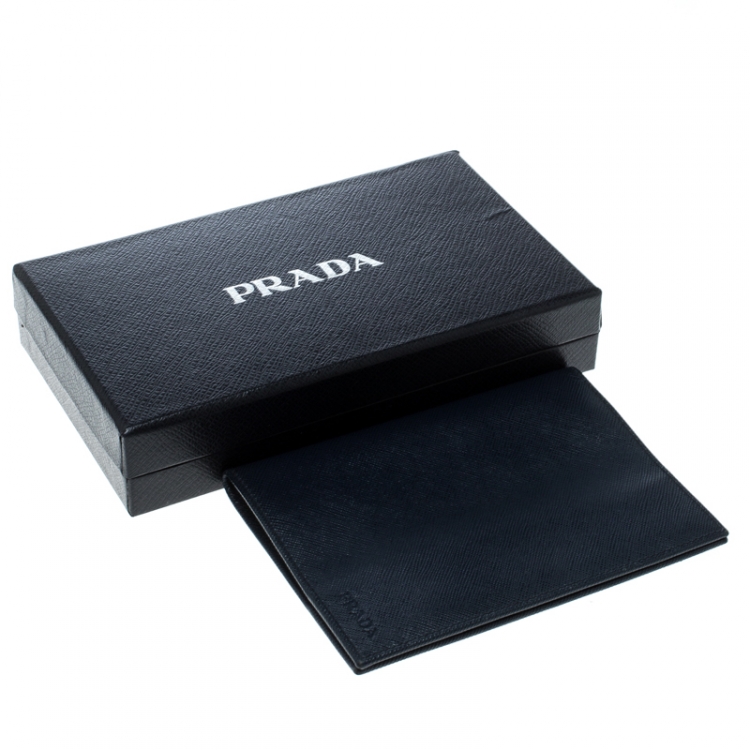 Pre Owned Prada Dark Blue Leather Passport Holder